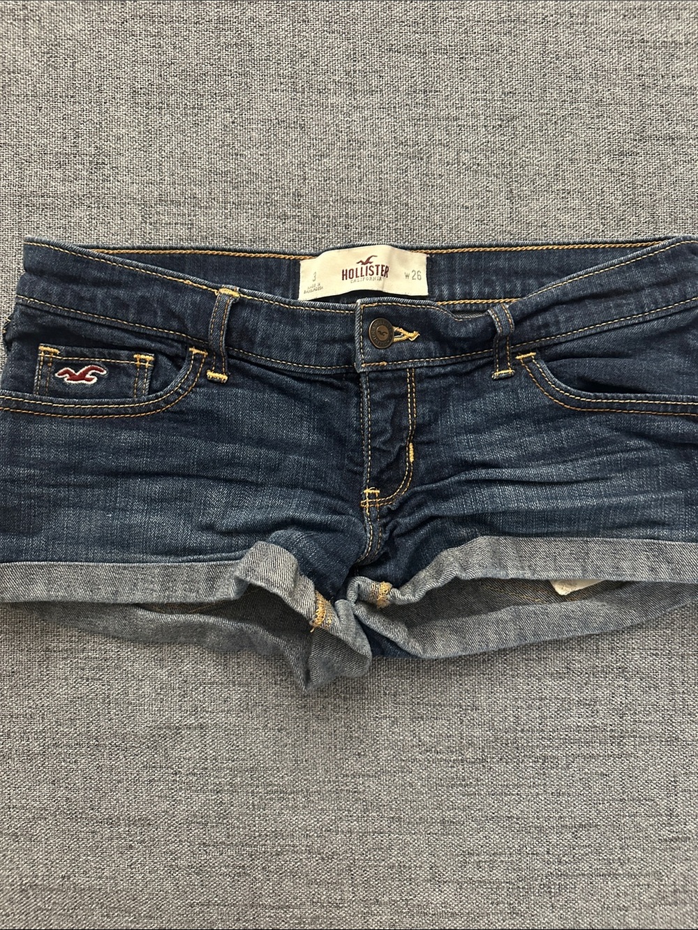 Hollister Women's Dark Indigo Rolled Cuff Denim Shorts